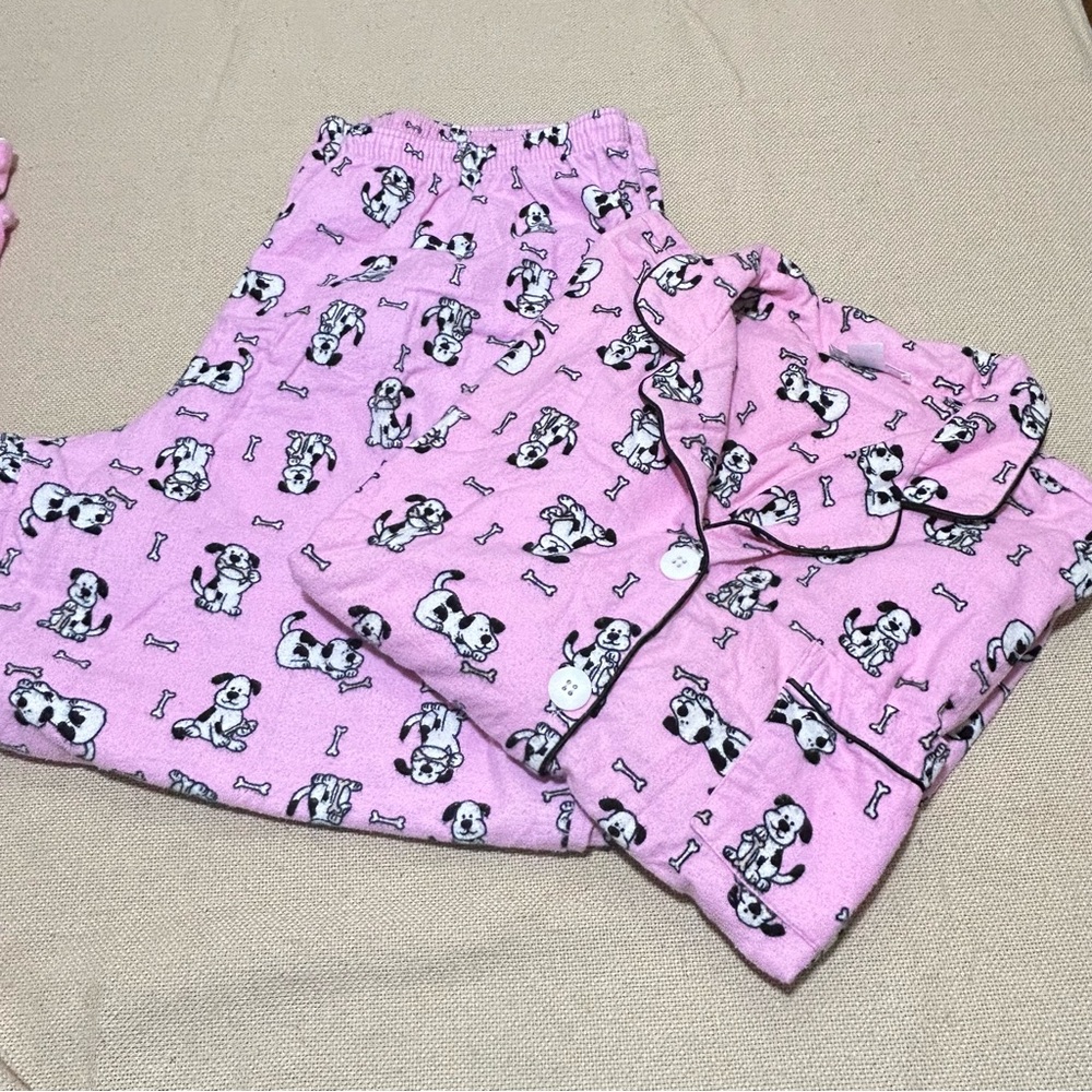 Pink Flannel Dog Pajama Set XL
